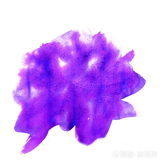 水彩色水彩纹理飞溅斑点水彩画紫色白色背景上孤立