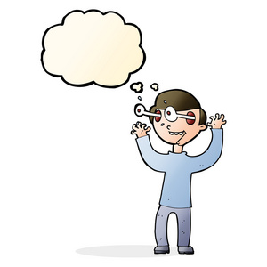 卡通漫画与突出思想泡泡眼的人插画