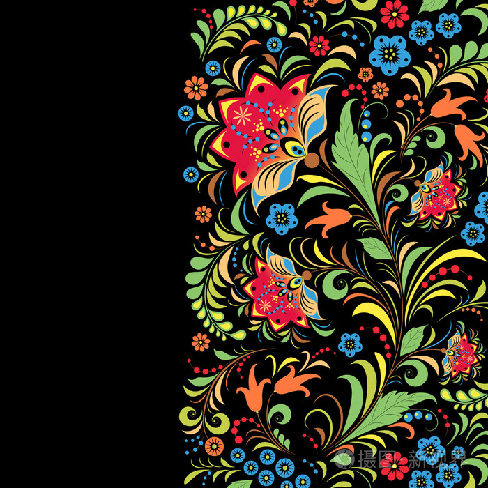 传统的俄罗斯花卉图案