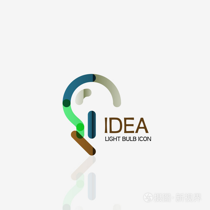 标志,矢量灯泡抽象线性几何业务图标.思想理念