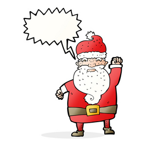 卡通愤怒的圣诞老人与讲话泡泡