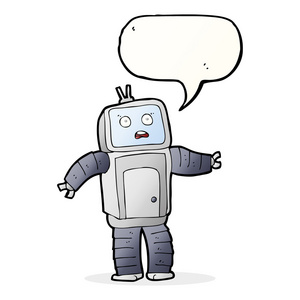 卡通搞笑的机器人与讲话泡泡