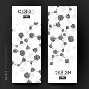 美丽的旗帜矢量模板与 Dna 分子背景