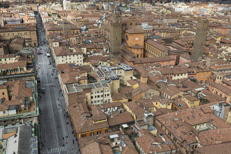城市景观视图从适当 torri或两个塔，博洛尼亚，省