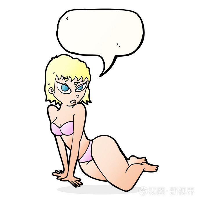 内衣与讲话泡泡卡通性感的女人