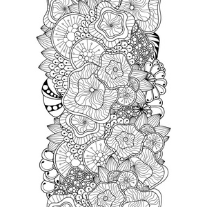 矢量抽象手绘 zentangle 样式无缝边框