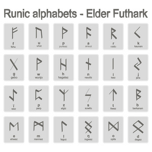 维京人一套北欧古字字母单色图标的一套照片