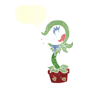 手绘复古卡通食虫植物图片