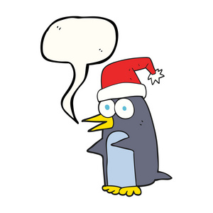 讲话泡泡卡通圣诞企鹅