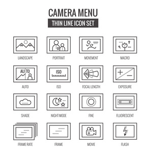 相机菜单和功能图标
