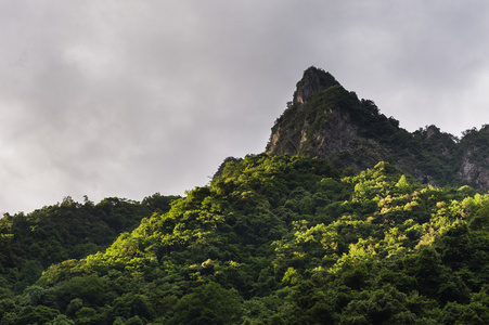 高山的山顶夕阳