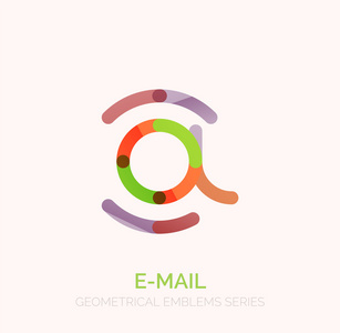 矢量电子邮件业务符号，或在标志 logo。线性简约平图标设计