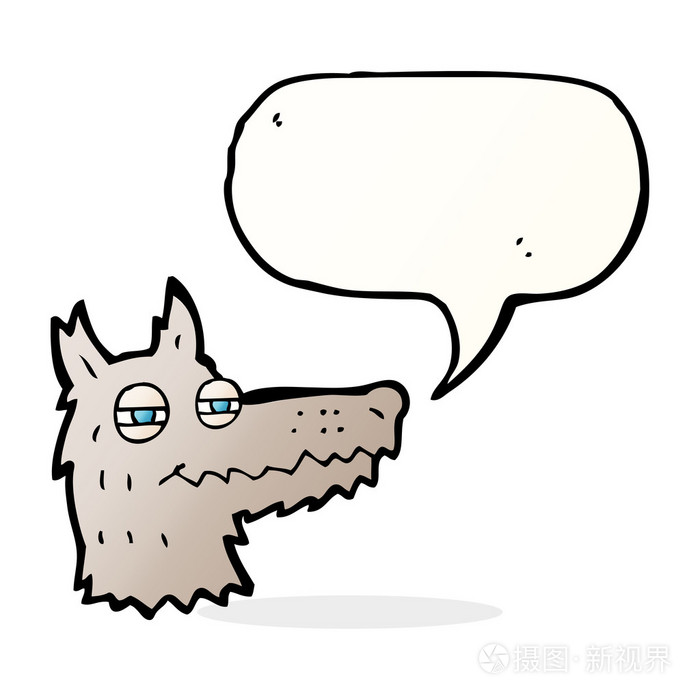讲话泡泡卡通自鸣得意的狼脸插画-正版商用图片1mn3x1-摄图新视界
