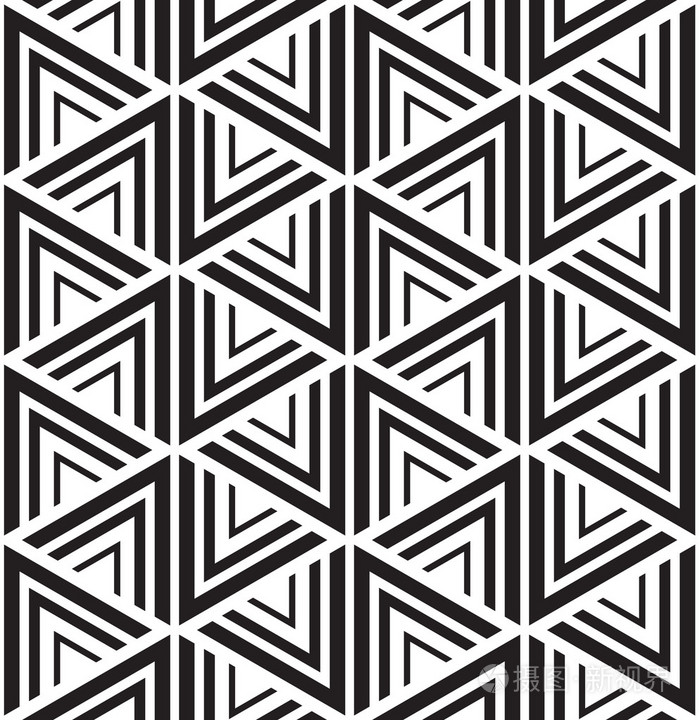 矢量无缝模式.现代时尚的纹理.黑色和白色无缝的几何图案