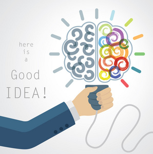 创造性的大脑的想法。业务和研究的概念背景