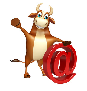 可爱牛卡通人物与率符号照片