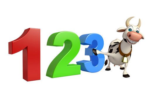 有趣的牛卡通人物以 123 号照片