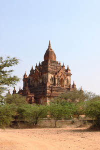 旧的佛教寺庙和佛塔在缅甸蒲甘