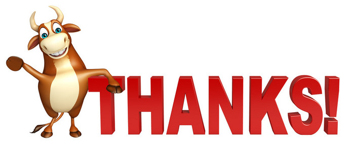 非常感谢可爱牛卡通人物,非常感谢照片