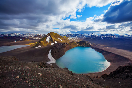 美丽的高原蓝冰岛火山湖图片