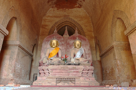 Dhammayangyi，老佛雕像在缅甸蒲甘的老塔寺