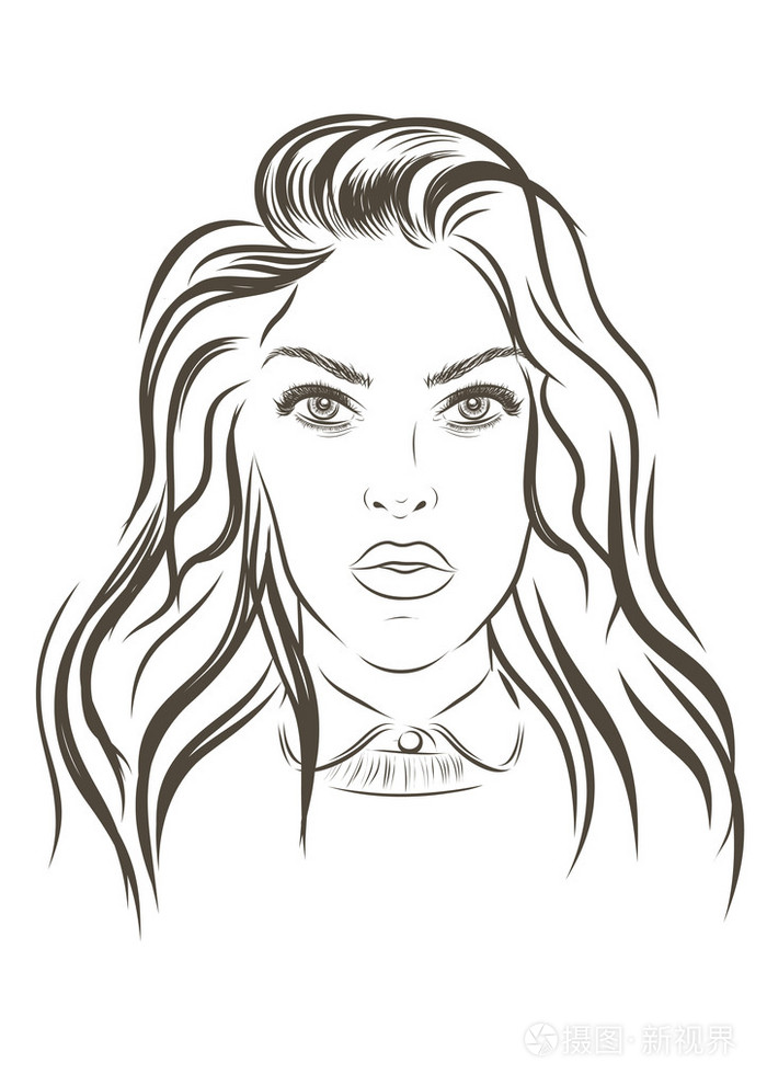 美丽时尚女人肖像在背景上.矢量图 eps 10