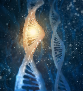 生物化学与 dna 分子在蓝色背景上的概念