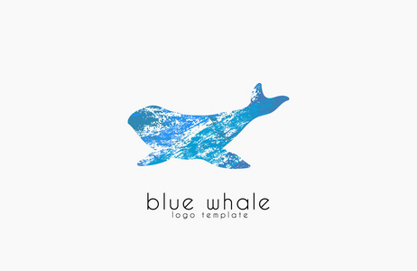 鲸鱼的标志。创意的 logo。海的标志。水标志设计。海洋的标志。动物标志