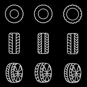 矢量线轮胎图标集