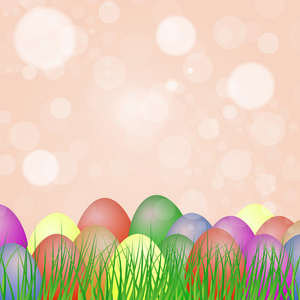 在草地上的不同颜色的复活节彩蛋