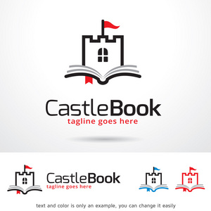城堡的书标志模板设计矢量