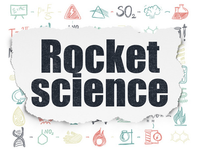 科学概念 火箭科学撕裂纸张背景上