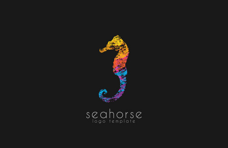 seahorse徽标。 是徽标。 水标识。 海洋标识。 美丽的标志。