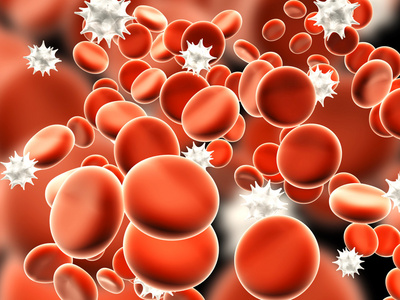 病毒红细胞之间浮动照片