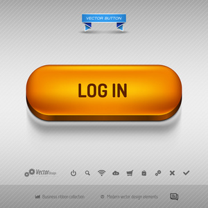 用于Web设计或应用程序的橙色按钮。 矢量设计元素。