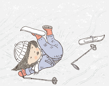滑雪摔跤卡通图片