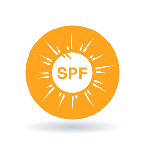 Spf 太阳图标。Spf 的符号。Uv 防晒保护标志。矢量图