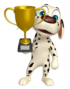 有趣的狗卡通人物获奖杯图片