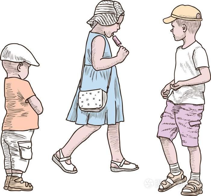 在全髋关节置换城市的街道上随意孩子