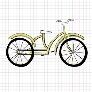 乱写乱画的黄色自行车，优秀的矢量图，Eps 10
