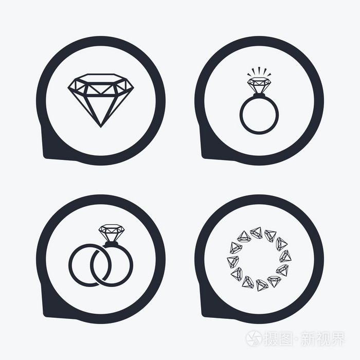 戒指的图标。珠宝和钻石标志