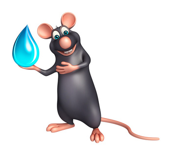 大鼠的卡通人物与水滴