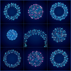 矢量抽象发光技术元素集