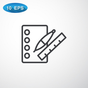笔记本用的笔和尺子。图标
