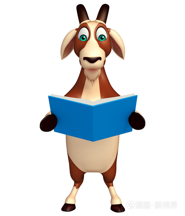 有趣的山羊卡通人物与书库