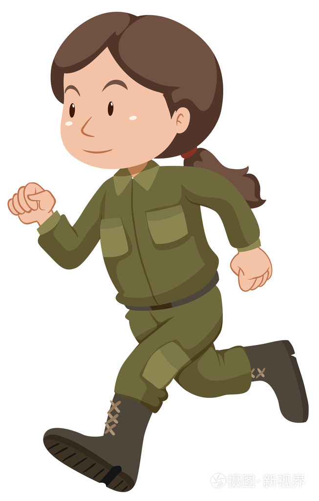 女兵在统一的运行