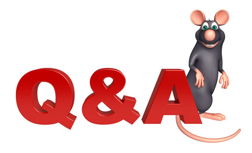 大鼠的卡通人物与 Q a 标志