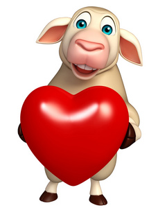 男羊绵羊卡通人物与心照片
