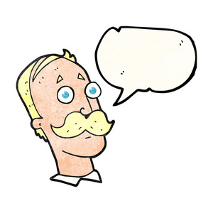 讲话泡泡质感卡通漫画留着胡子的人