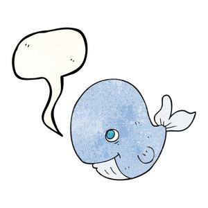 讲话泡泡质感的卡通快乐鲸鱼
